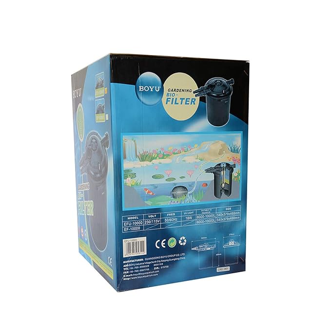 BOYU Aquarium KOI Pond Fish Pressure Water Filter With Sterilizer Bio Filter External Canister System